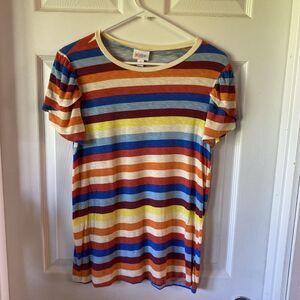 LulaRoe Blouse Top Women’s Size XS Stripes Short Sleeve Colorful